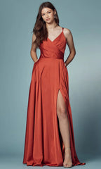 Nox Anabel E1020: Captivating Surplice Dress with Alluring Slit
