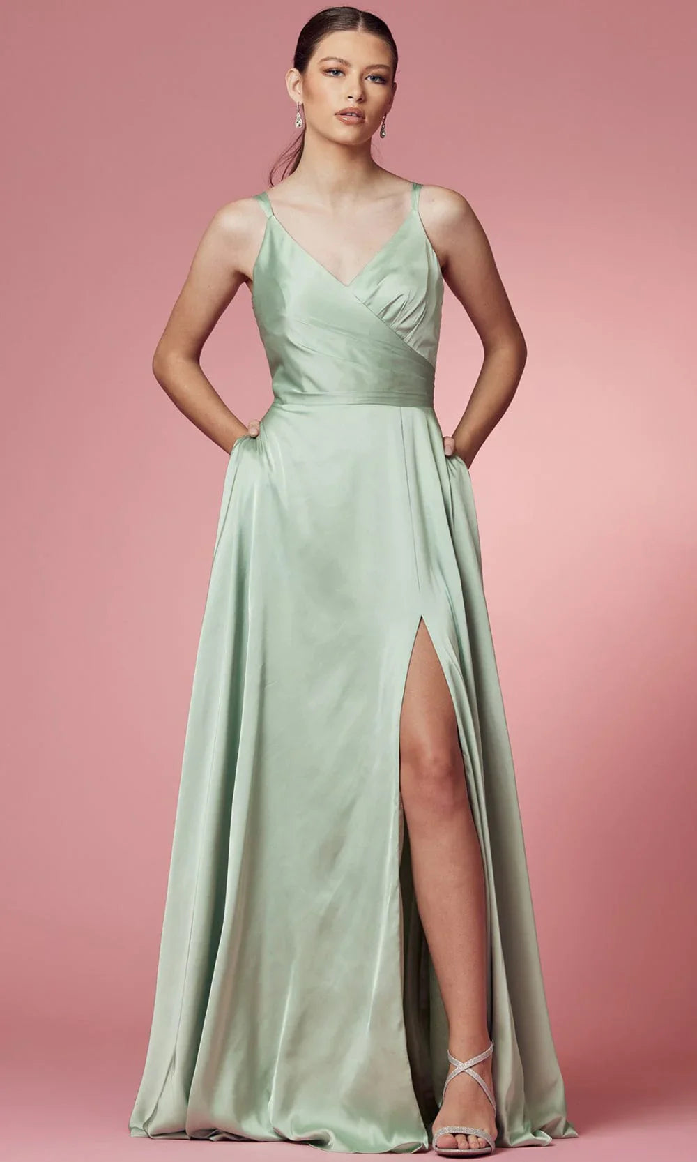 Nox Anabel E1020: Captivating Surplice Dress with Alluring Slit