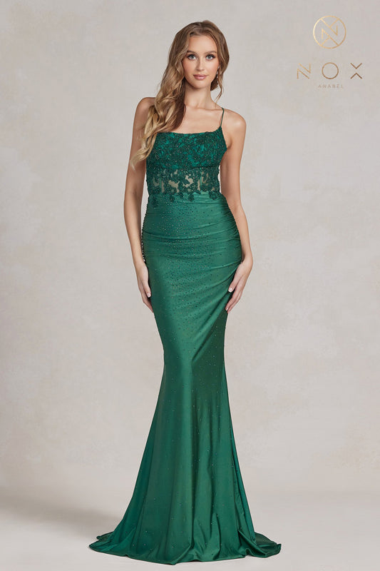 Enchanting Evening Elegance: Nox Anabel E1186 Gown for Women