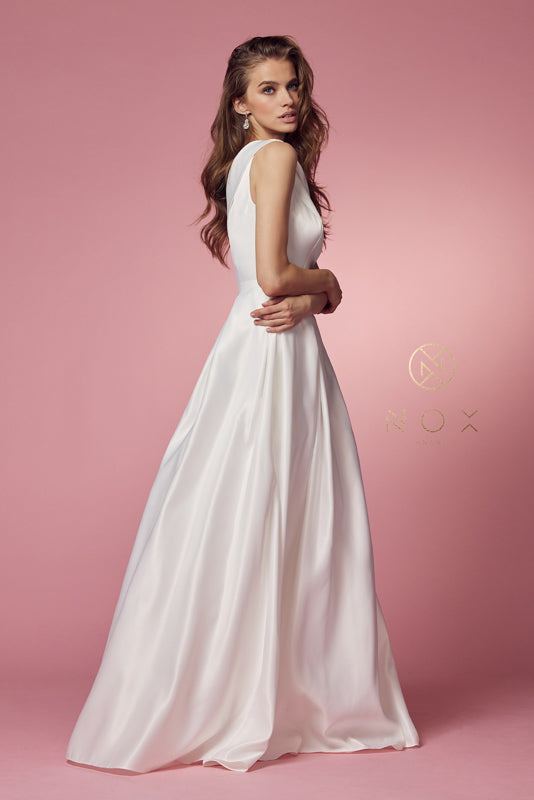 Nox Anabel E469: One-Shoulder A-Line Gown for Unforgettable Elegance