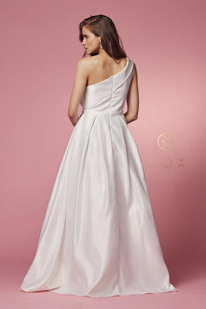 Nox Anabel: One-Shoulder Satin Gown for Unforgettable Occasions