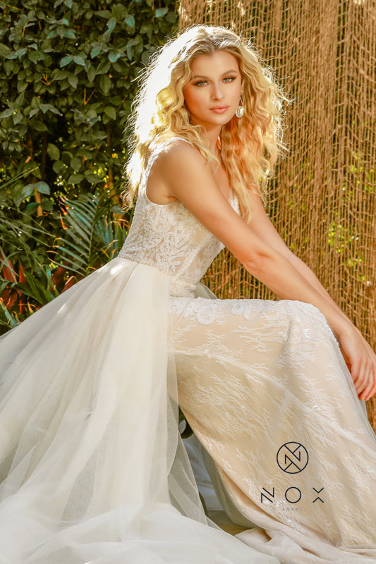 Enchanting Ethereal Elegance: Nox Anabel's Shimmering Mermaid Gown (E474)