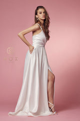 Nox Anabel E484: Captivating Crisscross V-Neckline Gown for Unforgettable Occasions
