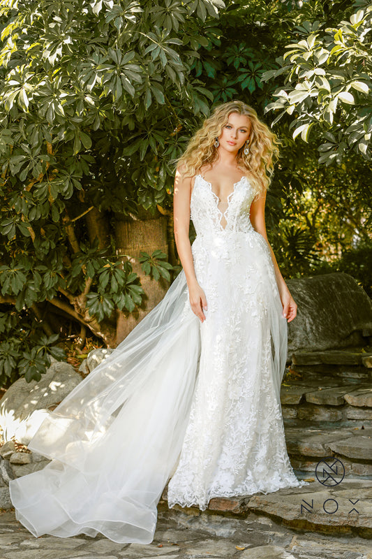 Nox Anabel Bridal: Ethereal Lace and Pearl Wedding Gown for Enchanting Brides
