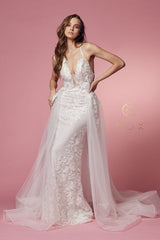 Nox Anabel Bridal: Ethereal Lace and Pearl Wedding Gown for Enchanting Brides