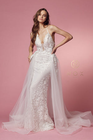 Nox Anabel Bridal: Ethereal Lace and Pearl Gown for Unforgettable Moments (F485W)