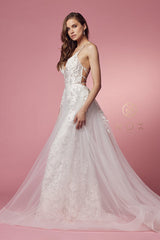 Nox Anabel Bridal: Ethereal Lace and Pearl Wedding Gown for Enchanting Brides
