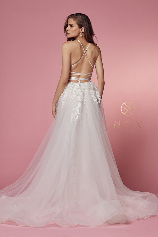 Nox Anabel Bridal: Ethereal Lace and Pearl Wedding Gown for Enchanting Brides