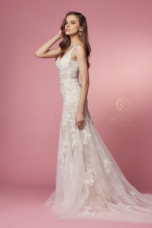 **Enchanting Nox Anabel Trumpet Gown: A Vision of Lace and Elegance**