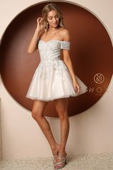 Nox Anabel Embroidered Off-Shoulder A-Line Dress for Unforgettable Occasions