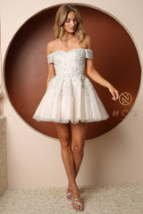 Nox Anabel Embroidered Off-Shoulder A-Line Dress for Unforgettable Occasions