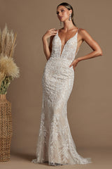 Nox Anabel Bridal: Enchanting Gown with Intricate Details and Elegant V-Neckline