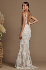 Nox Anabel Bridal: Enchanting Gown with Intricate Details and Elegant V-Neckline