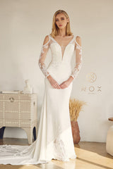 Captivating Elegance: Nox Anabel Bridal JE916 Embroidered Lace Gown