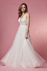 **Enchanting Elegance: Nox Anabel Bridal's Lace and Beaded Masterpiece**