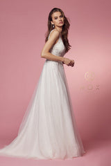 Enchanting Ethereal Bridal Gown by Nox Anabel: Embroidered Elegance for Unforgettable Moments