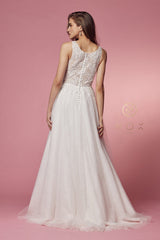 **Enchanting Elegance: Nox Anabel Bridal's Lace and Beaded Masterpiece**