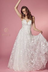 Nox Anabel Bridal: Intricate Floral Embroidered Wedding Gown for Enchanting Brides