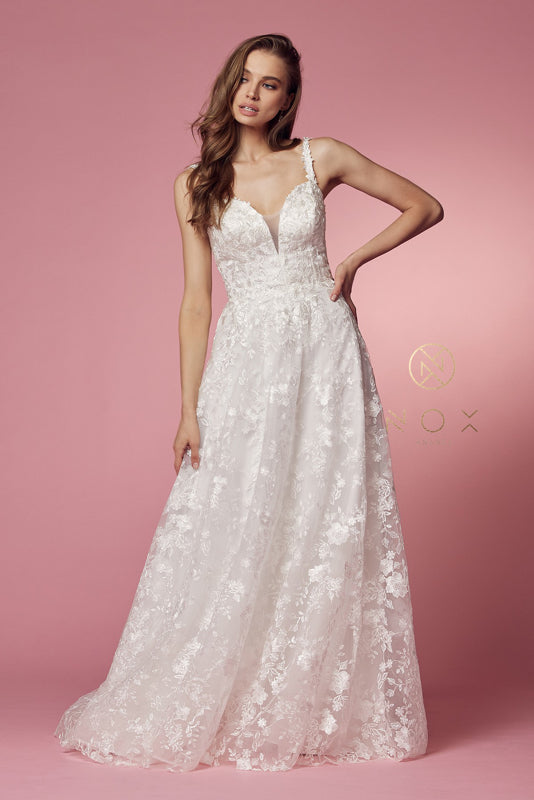 **Nox Anabel's Enchanting Bridal Gown: Embroidered Elegance for Your Special Day**