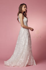 **Nox Anabel's Enchanting Floral Embroidered Bridal Gown: A Vision of Ethereal Elegance**