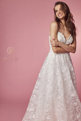 **Nox Anabel's Enchanting Floral Embroidered Bridal Gown: A Vision of Ethereal Elegance**