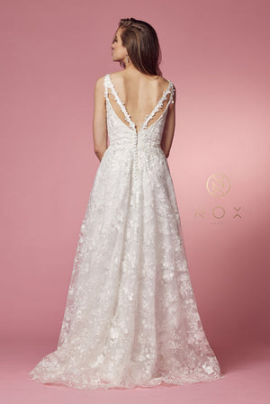 **Nox Anabel's Enchanting Floral Embroidered Bridal Gown: A Vision of Ethereal Elegance**
