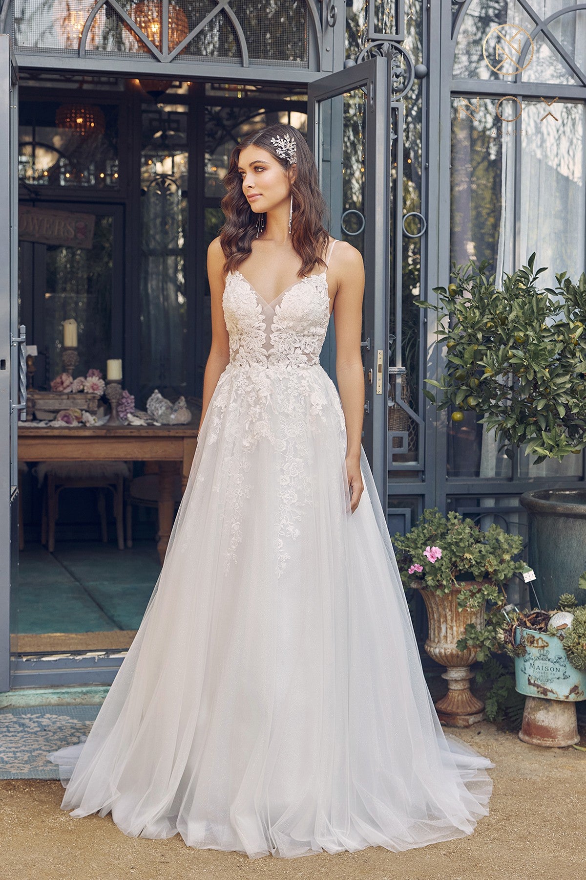 Nox Anabel JE933: Captivating Bridal Beauty with Sheer Femininity and Romantic Elegance