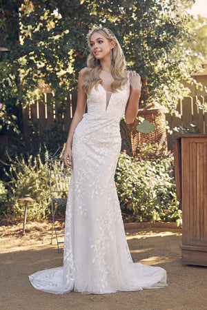 **Nox Anabel's Captivating Floral AppliquÃ© Wedding Gown: A Vision of Elegance**