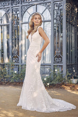**Nox Anabel's Captivating Floral AppliquÃ© Wedding Gown: A Vision of Elegance**