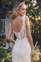 **Nox Anabel's Captivating Floral AppliquÃ© Wedding Gown: A Vision of Elegance**
