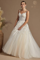 Nox Anabel Bridal JH925: Embroidered Corset Goddess Gown