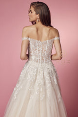 Nox Anabel Bridal JH925: Embroidered Corset Goddess Gown