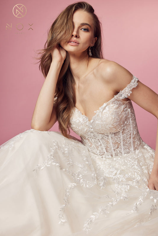 Nox Anabel Bridal JH925: Embroidered Corset Goddess Gown