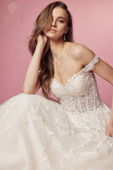 Nox Anabel Bridal JH925: Embroidered Corset Goddess Gown