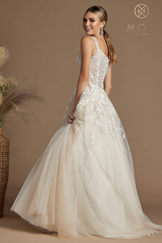 Nox Anabel Bridal JH925: Embroidered Corset Goddess Gown