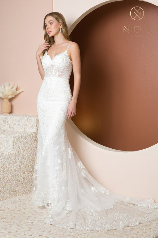 Nox Anabel JW939: Floral AppliquÃ© Mermaid Dress for Enchanting Occasions