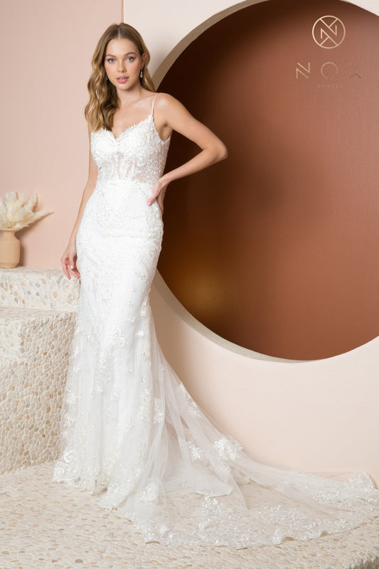 Nox Anabel JW939: Floral AppliquÃ© Mermaid Dress for Enchanting Occasions