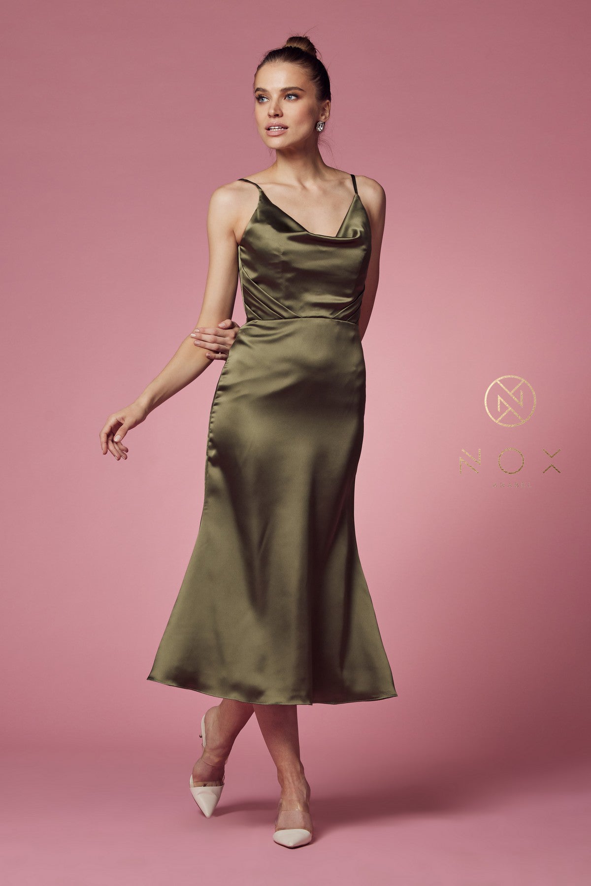 Nox Anabel's Tea-Length Trumpet Dress: Sophisticated Elegance for Special Occasions