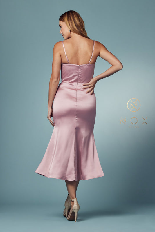 Nox Anabel's Enchanting Cowl Neck Tea-Length Dress: A Vision of Elegance for Special Occasions