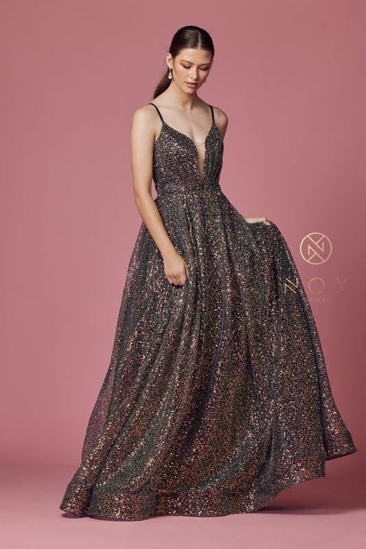 Nox Anabel Shimmering Sequined Evening Gown: Embrace Opulence for Unforgettable Occasions