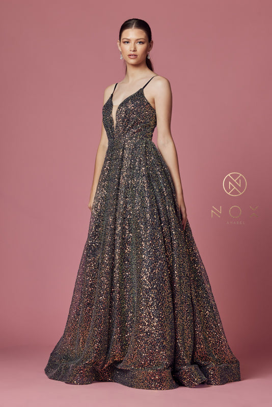 Sequin-Adorned Glamour: Nox Anabel R1030 Evening Gown