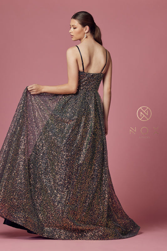 Nox Anabel Shimmering Sequined Evening Gown: Embrace Opulence for Unforgettable Occasions