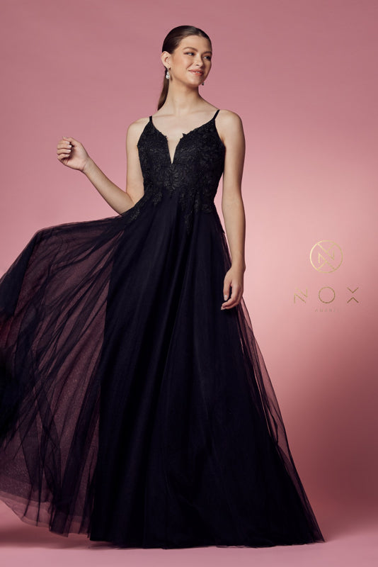**Nox Anabel R357: Embroidered Lace and Stone Enchantress Gown**