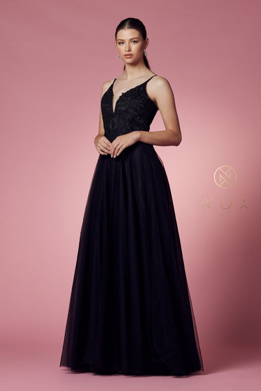 Nox Anabel R357: Embroidered Lace and Stone Goddess Gown for Enchanting Occasions