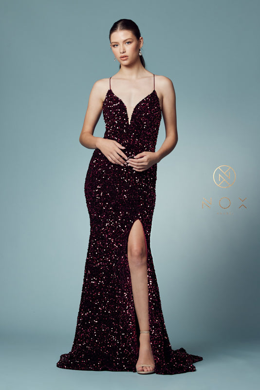 Nox Anabel R433: Shimmering Sequined Evening Gown for Unforgettable Occasions