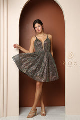 Captivating Glamour: Nox Anabel's Shimmering Sequined Short Dress