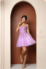 NoxAnabel: Embrace Elegance in Sheer Lace AppliquÃ© Dress