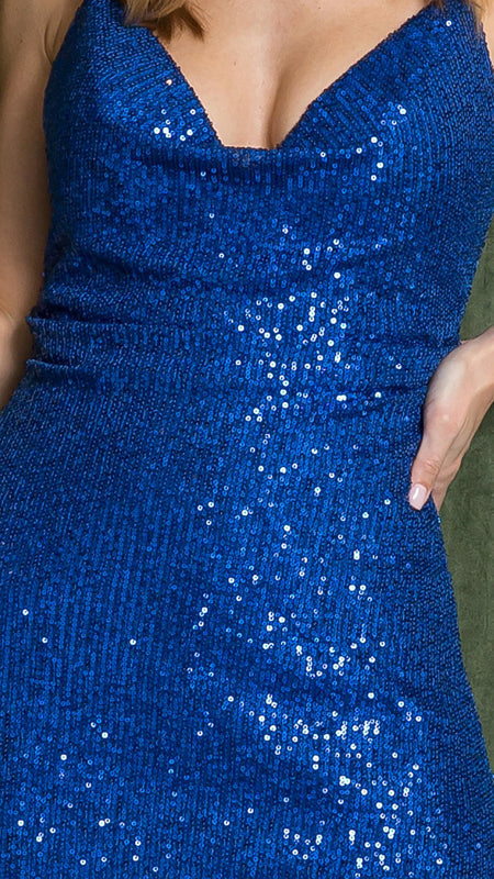 **NoxAnabel's Sequin Splendor: Elevate Your Nights with Our Cowl Neckline Dress**