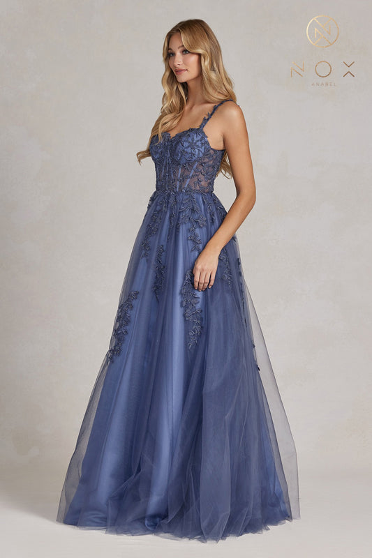 **Nox Anabel T1082: Enchanting Bustier-Inspired Prom Gown**