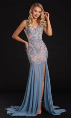 Captivating Couture: Portia and Scarlett's Embroidered Gown with Court Train